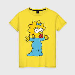 Футболка хлопковая женская Maggie Simpson, цвет: желтый