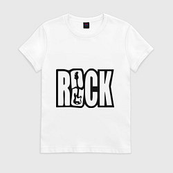 Футболка хлопковая женская Rock Logo, цвет: белый