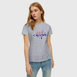 Футболка хлопковая женская Washington Capitals, цвет: меланж — фото 2