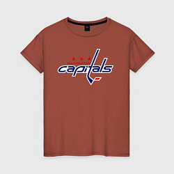 Футболка хлопковая женская Washington Capitals, цвет: кирпичный