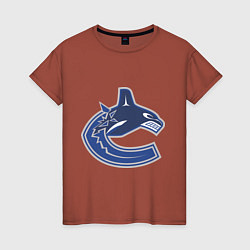 Футболка хлопковая женская Vancouver Canucks, цвет: кирпичный