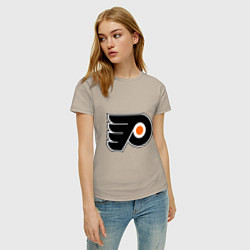 Футболка хлопковая женская Philadelphia Flyers, цвет: миндальный — фото 2