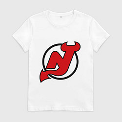 Футболка хлопковая женская New Jersey Devils, цвет: белый