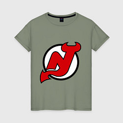 Футболка хлопковая женская New Jersey Devils, цвет: авокадо