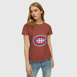 Футболка хлопковая женская Montreal Canadiens, цвет: кирпичный — фото 2