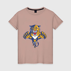 Футболка хлопковая женская Florida Panthers, цвет: пыльно-розовый