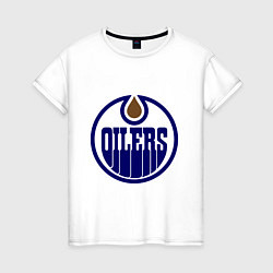 Футболка хлопковая женская Edmonton Oilers, цвет: белый