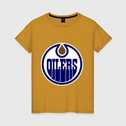 Футболка хлопковая женская Edmonton Oilers, цвет: горчичный