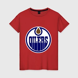 Футболка хлопковая женская Edmonton Oilers, цвет: красный