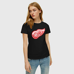 Футболка хлопковая женская Detroit Red Wings, цвет: черный — фото 2