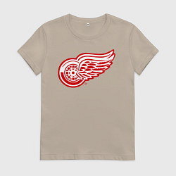Футболка хлопковая женская Detroit Red Wings, цвет: миндальный
