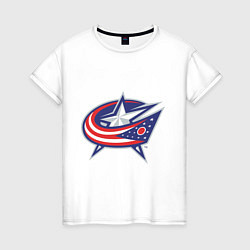 Футболка хлопковая женская Columbus Blue Jackets, цвет: белый