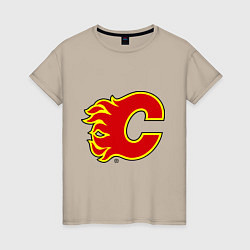 Футболка хлопковая женская Calgary Flames, цвет: миндальный