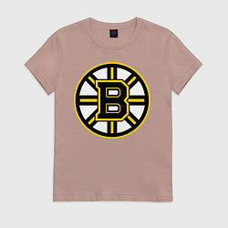 Футболка хлопковая женская Boston Bruins, цвет: пыльно-розовый