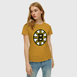 Футболка хлопковая женская Boston Bruins, цвет: горчичный — фото 2
