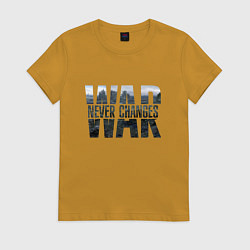 Футболка хлопковая женская War never changes, цвет: горчичный