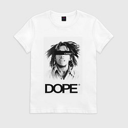 Футболка хлопковая женская Bob Marley Dope, цвет: белый