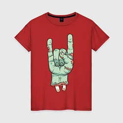 Футболка хлопковая женская Zombie Rock Hand, цвет: красный