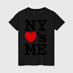 Футболка хлопковая женская NY loves me, цвет: черный