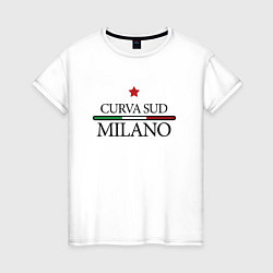 Футболка хлопковая женская Curva Sud: Milano FC, цвет: белый