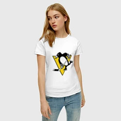 Футболка хлопковая женская Pittsburgh Penguins: Malkin 71, цвет: белый — фото 2