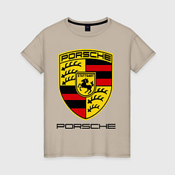 Футболка хлопковая женская Porsche Stuttgart, цвет: миндальный