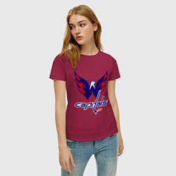 Футболка хлопковая женская Washington Capitals: Ovechkin, цвет: маджента — фото 2