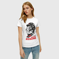 Футболка хлопковая женская Meow Zedong Revolution forever, цвет: белый — фото 2