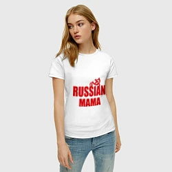 Футболка хлопковая женская Russian мама, цвет: белый — фото 2