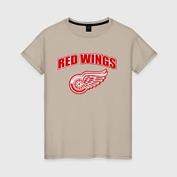 Футболка хлопковая женская Detroit Red Wings, цвет: миндальный