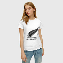 Футболка хлопковая женская New Zeland: All blacks, цвет: белый — фото 2