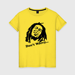 Футболка хлопковая женская Bob Marley: Don't worry, цвет: желтый