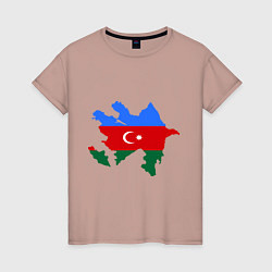 Футболка хлопковая женская Azerbaijan map, цвет: пыльно-розовый