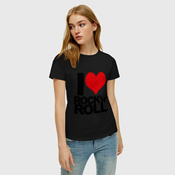 Футболка хлопковая женская I love rock'n'roll, цвет: черный — фото 2