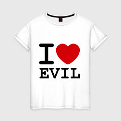 Футболка хлопковая женская I love evil, цвет: белый