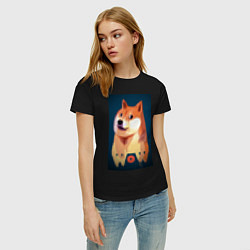 Футболка хлопковая женская Wow Doge, цвет: черный — фото 2