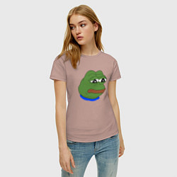 Футболка хлопковая женская SAD FROG, цвет: пыльно-розовый — фото 2