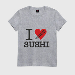 Футболка хлопковая женская I love sushi, цвет: меланж