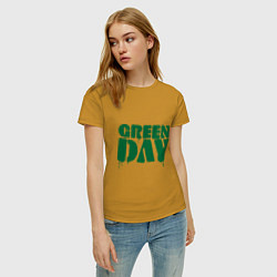 Футболка хлопковая женская Green Day, цвет: горчичный — фото 2