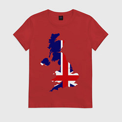 Футболка хлопковая женская Великобритания (Great Britain), цвет: красный