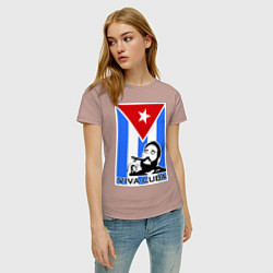 Футболка хлопковая женская Fidel: Viva, Cuba!, цвет: пыльно-розовый — фото 2