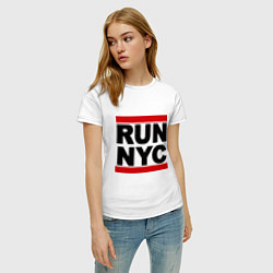 Футболка хлопковая женская Run NYC, цвет: белый — фото 2