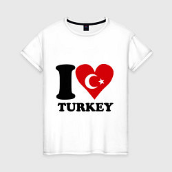 Футболка хлопковая женская I love turkey, цвет: белый