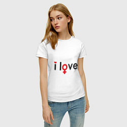 Футболка хлопковая женская I love: girl, цвет: белый — фото 2