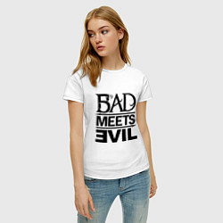 Футболка хлопковая женская Bad Meets Evil, цвет: белый — фото 2