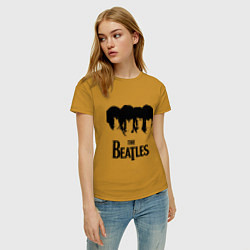 Футболка хлопковая женская The Beatles: Faces, цвет: горчичный — фото 2