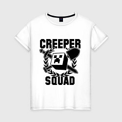 Футболка хлопковая женская Creeper Squad, цвет: белый