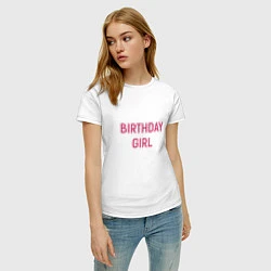 Футболка хлопковая женская Birthday Girl, цвет: белый — фото 2