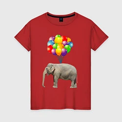 Футболка хлопковая женская Воздушный слоник, цвет: красный
