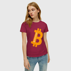 Футболка хлопковая женская Bitcoin Boss, цвет: маджента — фото 2